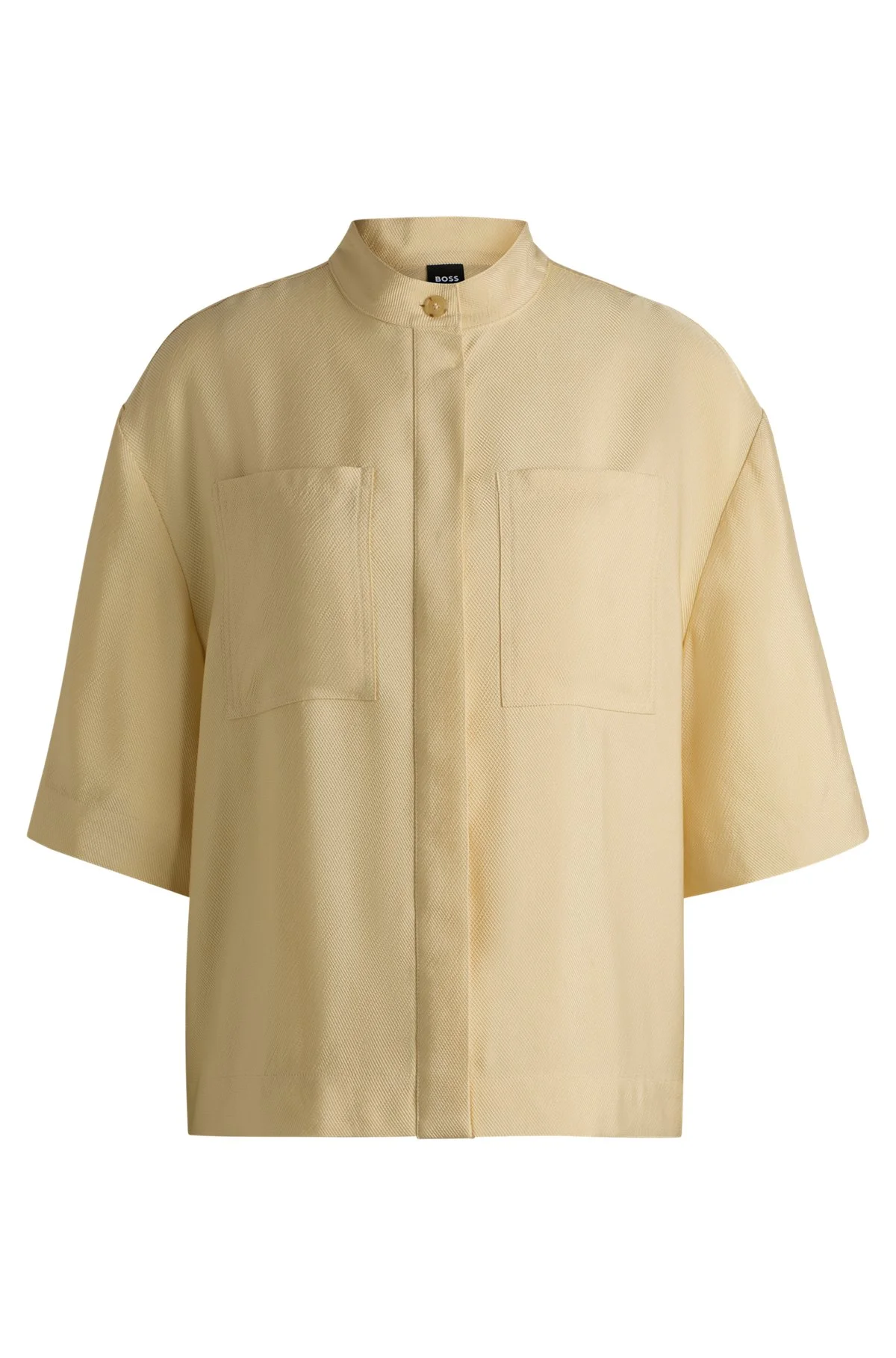 RELAXED-FIT BLOUSE IN SOFT TWILL WITH STAND COLLAR - 1