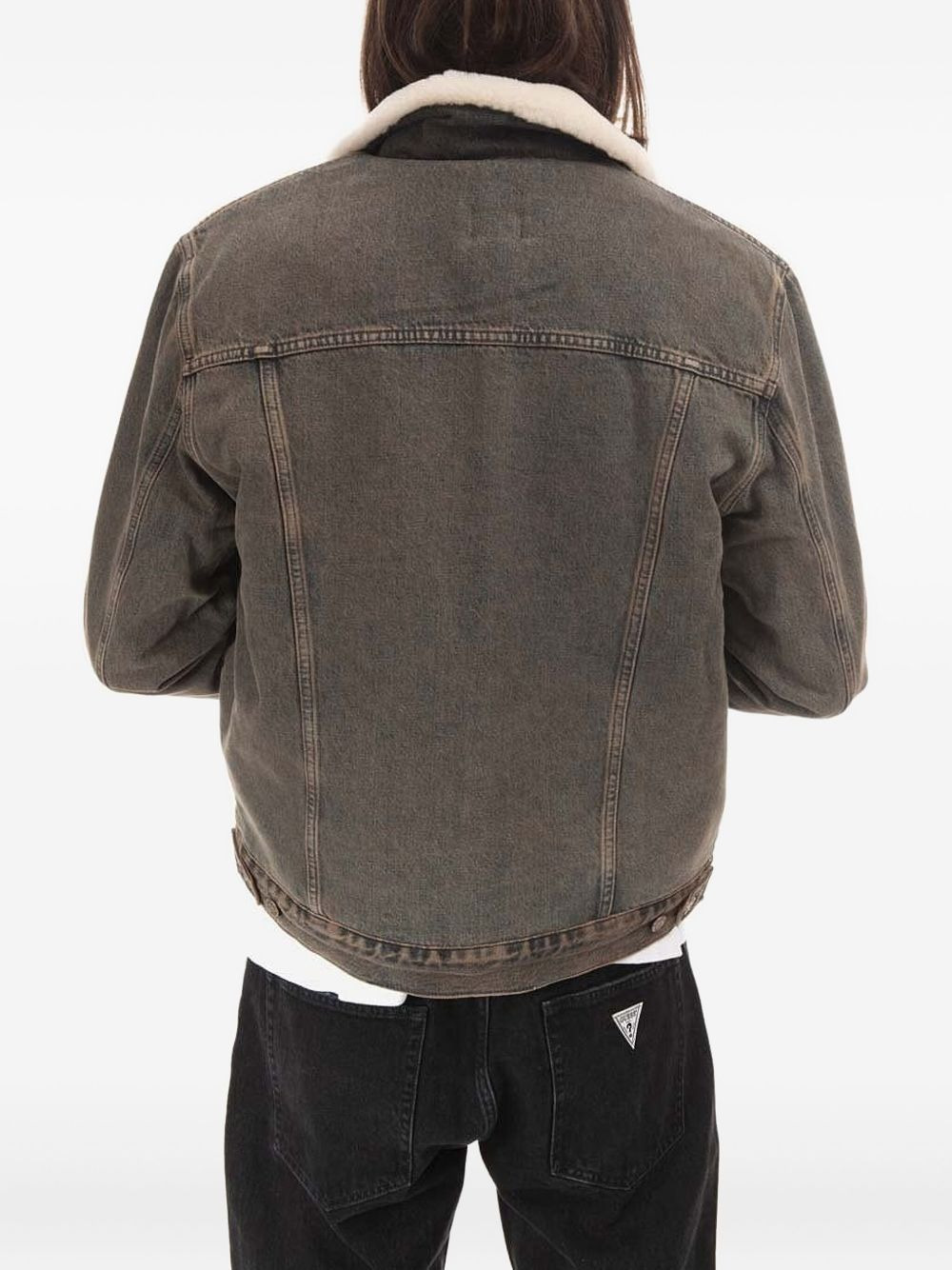 sherpa-collar denim jacket - 4