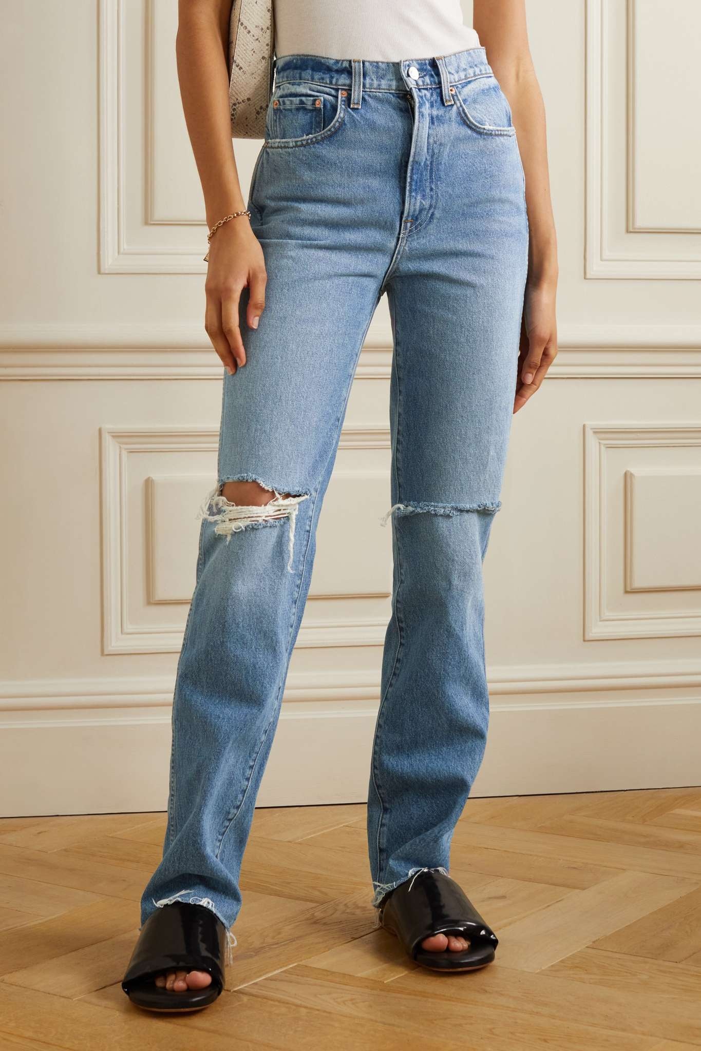 Sara distressed high-rise straight-leg jeans - 3