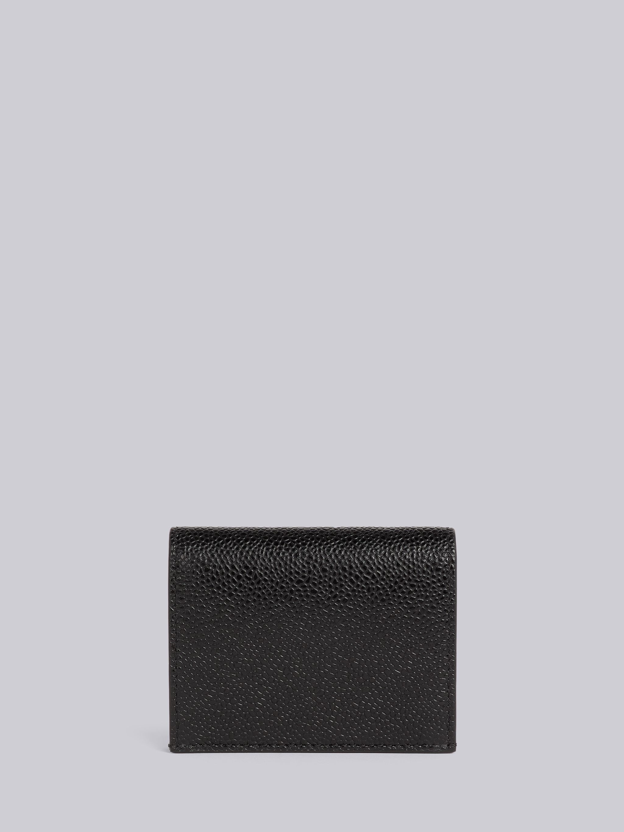 Black Pebble Grain Leather Debossed 4-Bar Double Card Holder - 4