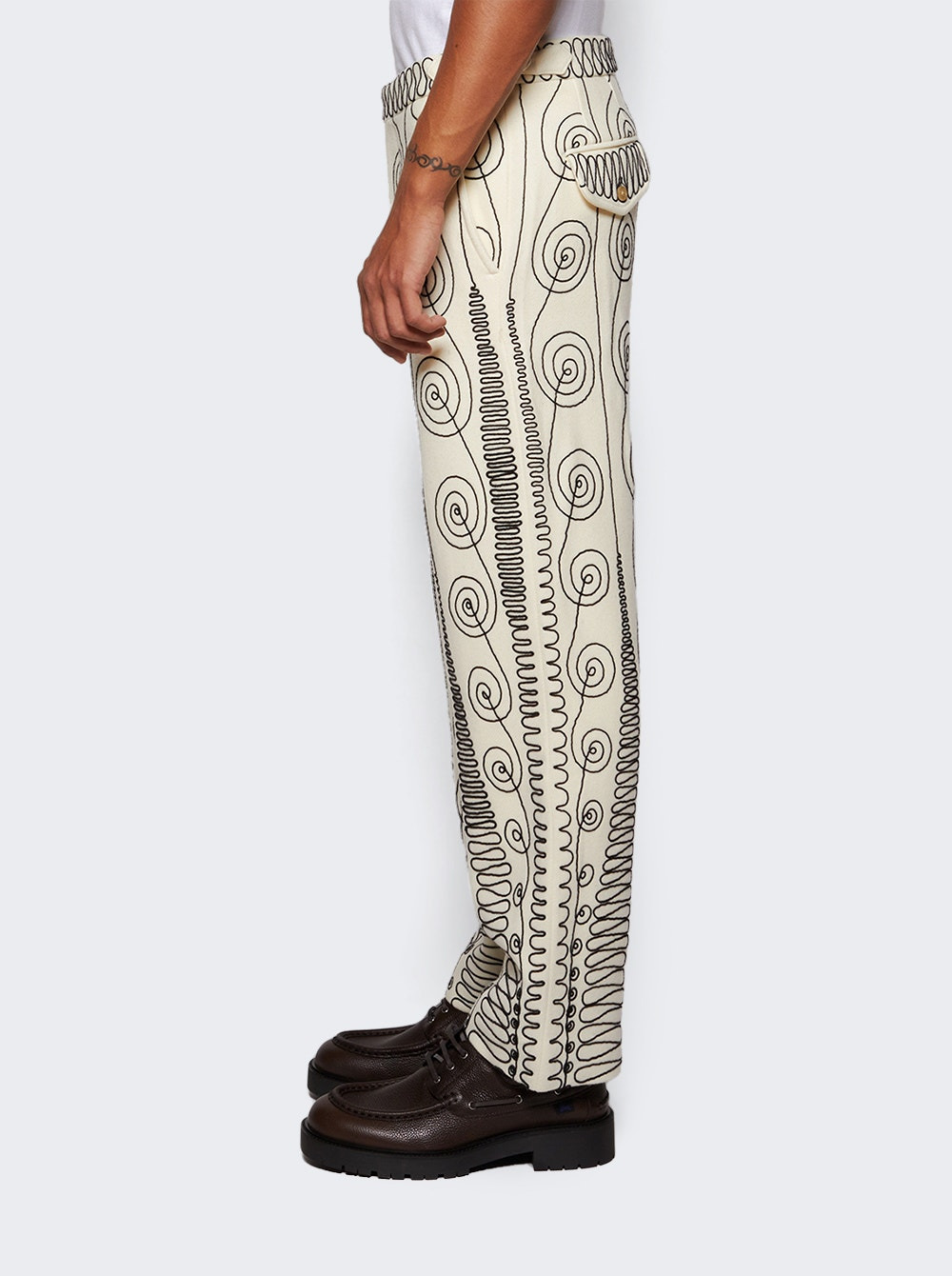 Quillwork Trousers Cream And Black - 4