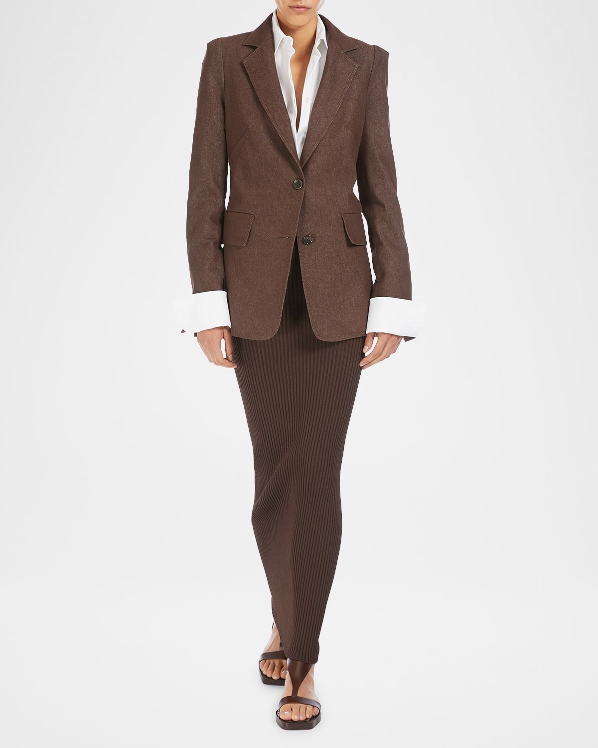 Max Mara AGGUATI Denim-effect cotton blazer | REVERSIBLE