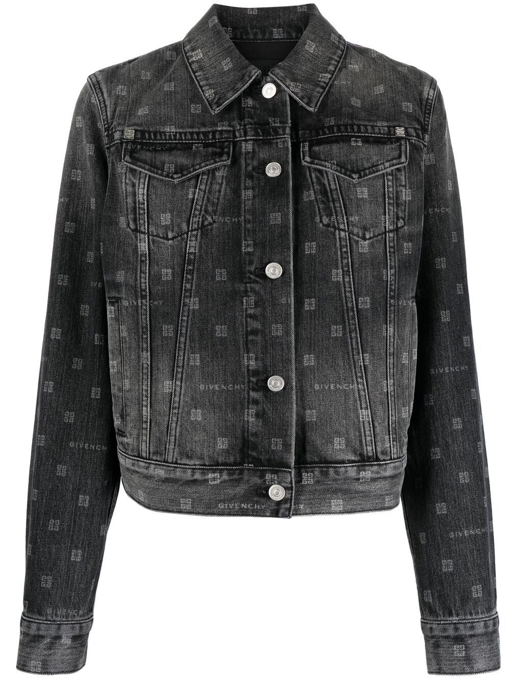 monogram-pattern denim jacket - 1