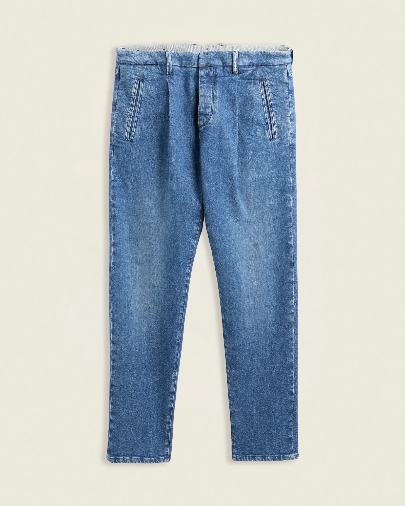 Tapered fit stretch denim trousers - 1