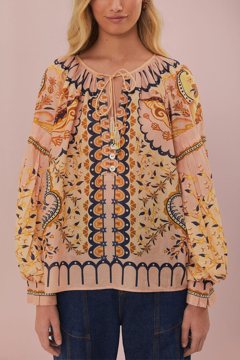FARM RIO Beige Jaipur Blouse outlook