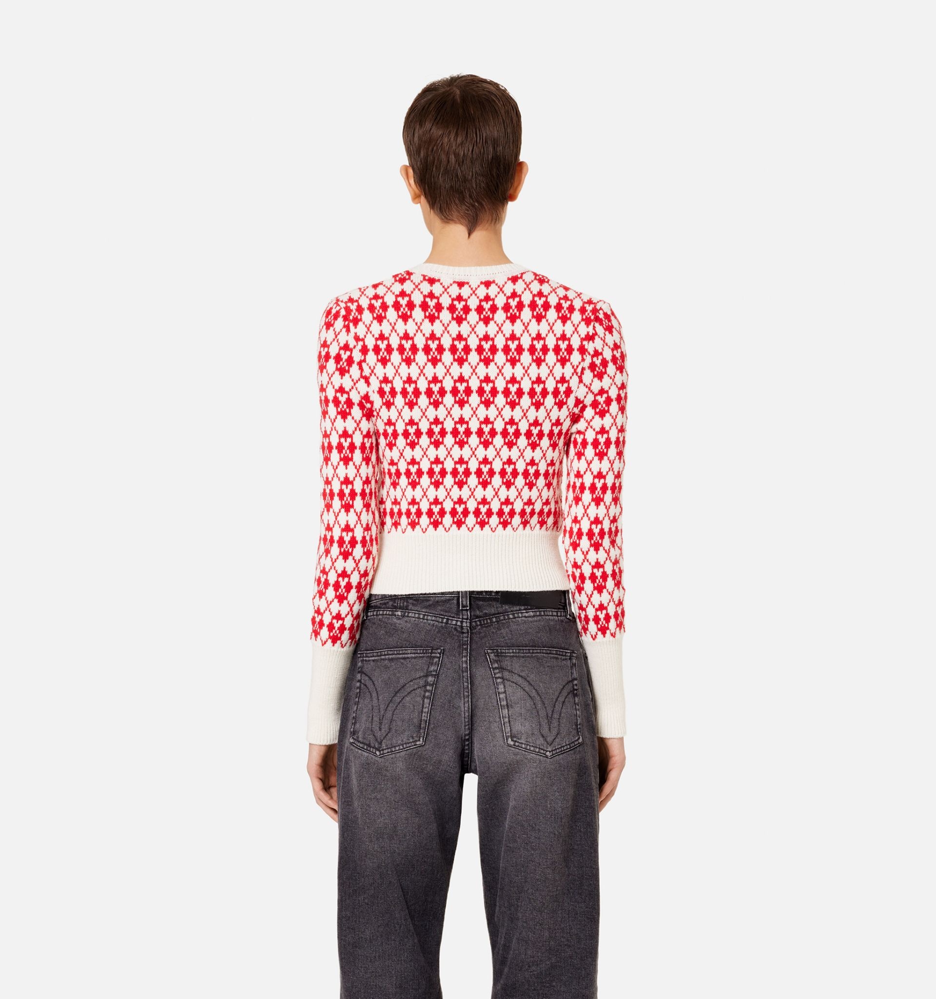 Jacquard V Neck Sweater - 5