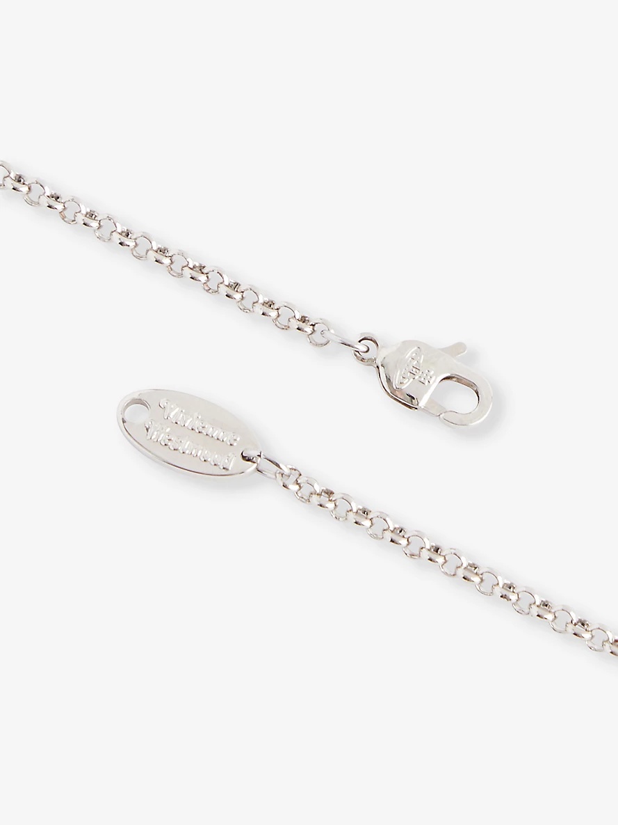 Diamante Heart silver-tone brass and crystal pendant necklace - 3
