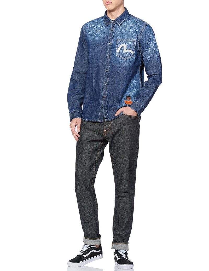EVISU KAMON LASER-PRINTED DENIM SHIRT outlook