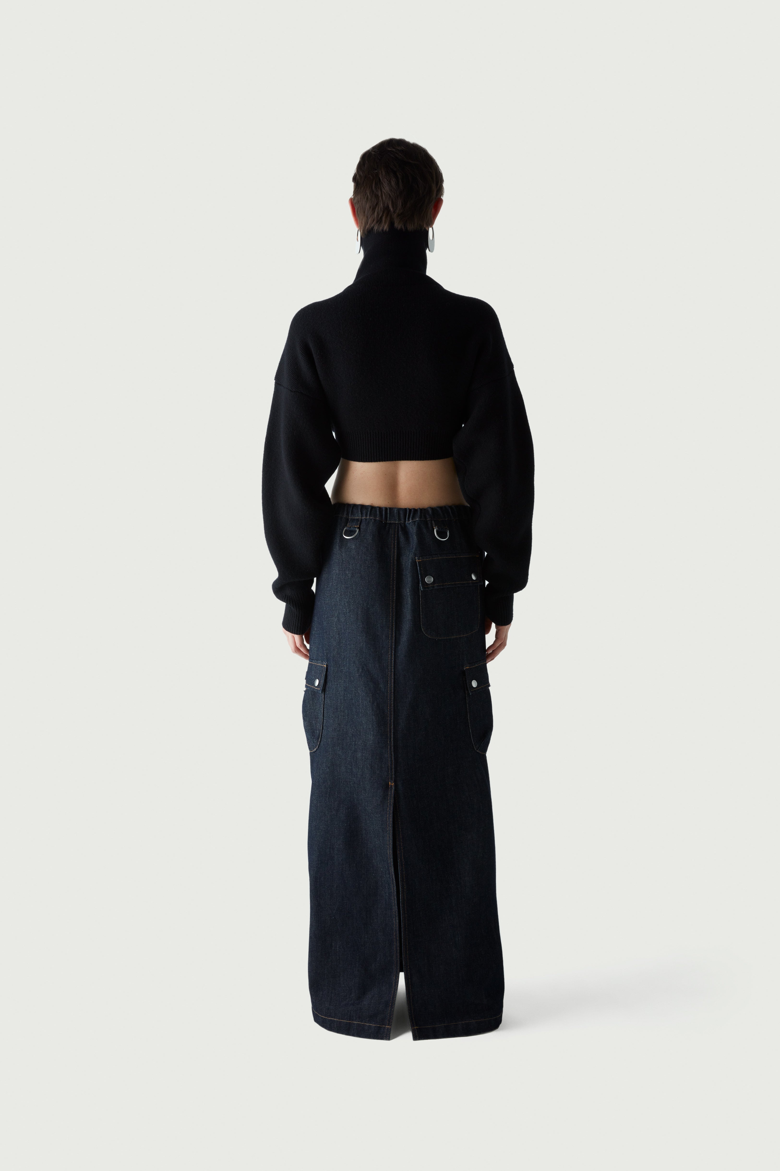 Denim Cargo Maxi Skirt - 4