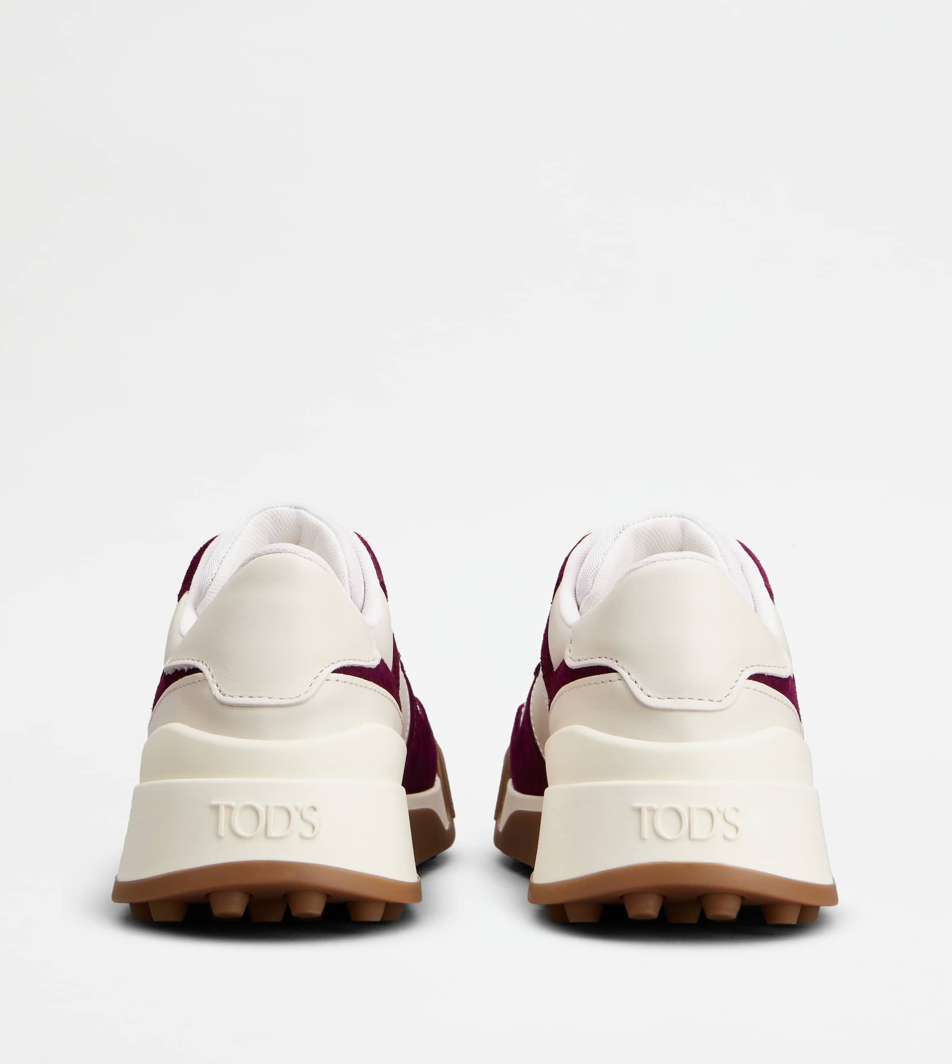 TOD'S SNEAKERS IN SMOOTH LEATHER AND SUEDE - BURGUNDY, OFF WHITE, WHITE - 3