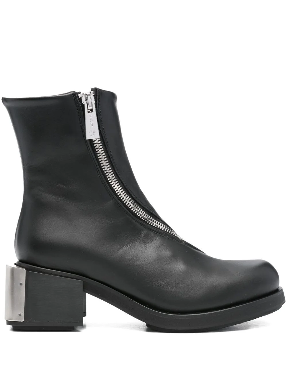 zip-detail block-heel boots - 1