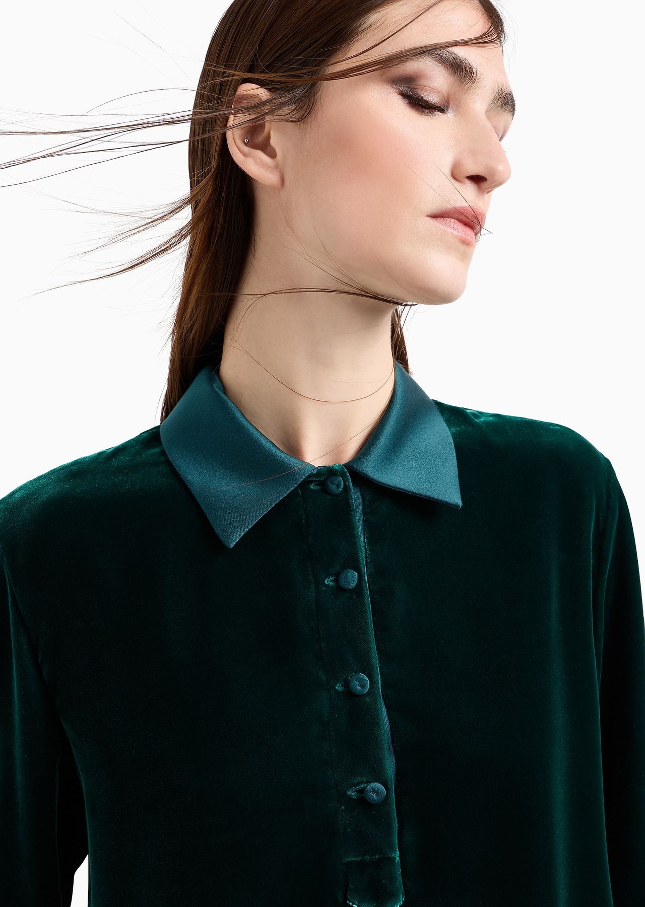 Velvet and silk long-sleeved tunic - 5