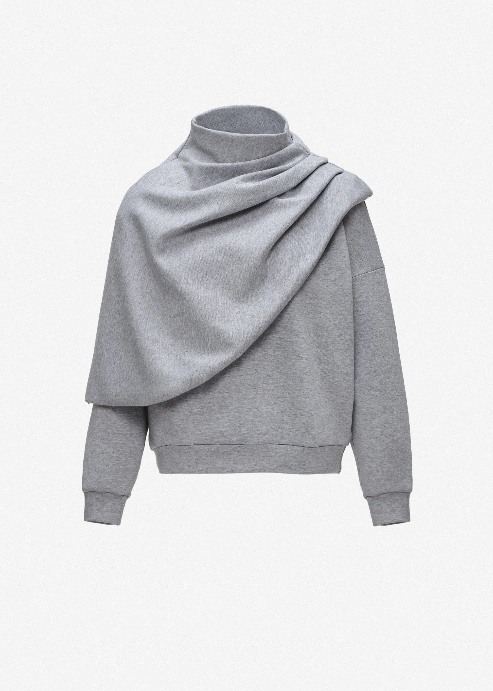 Sweatshirt with draped cape in grey - 1
