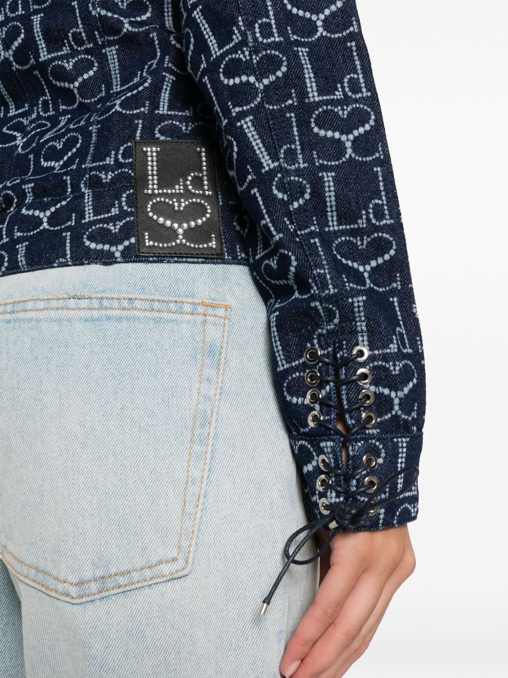 monogram-print denim jacket - 5