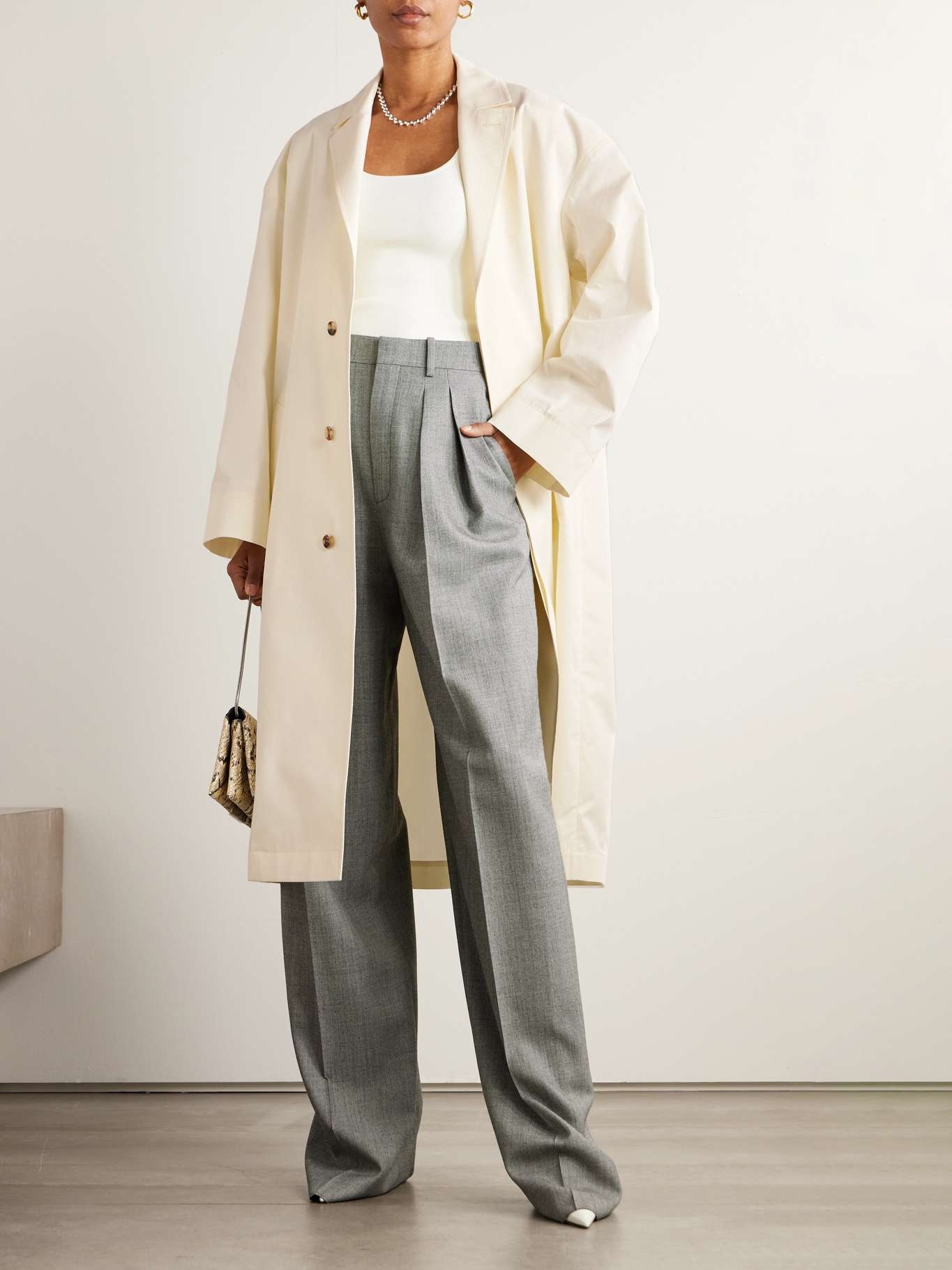 Cotton-gabardine coat Off-white - 2