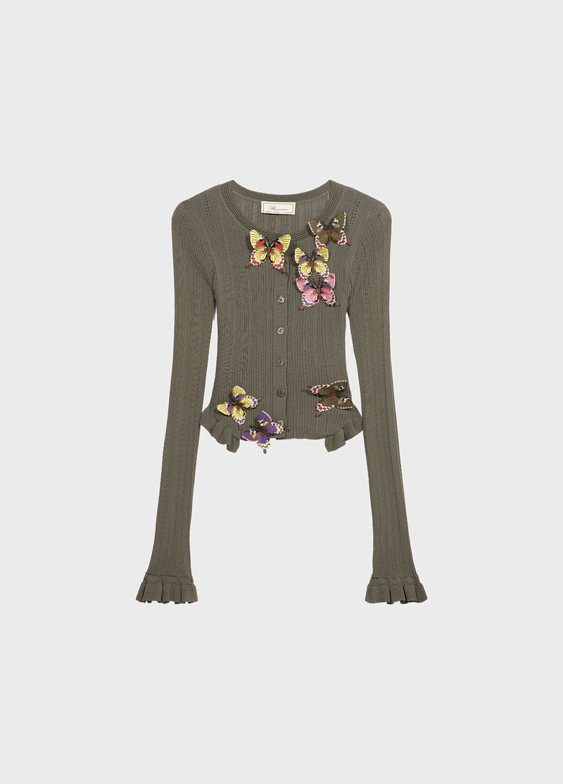 RIBBED CARDIGAN WITH BUTTERFLIES 1