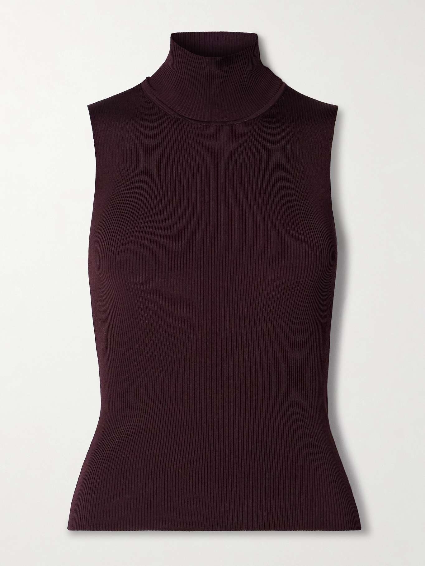 Benita ribbed-knit turtleneck top Burgundy - 1