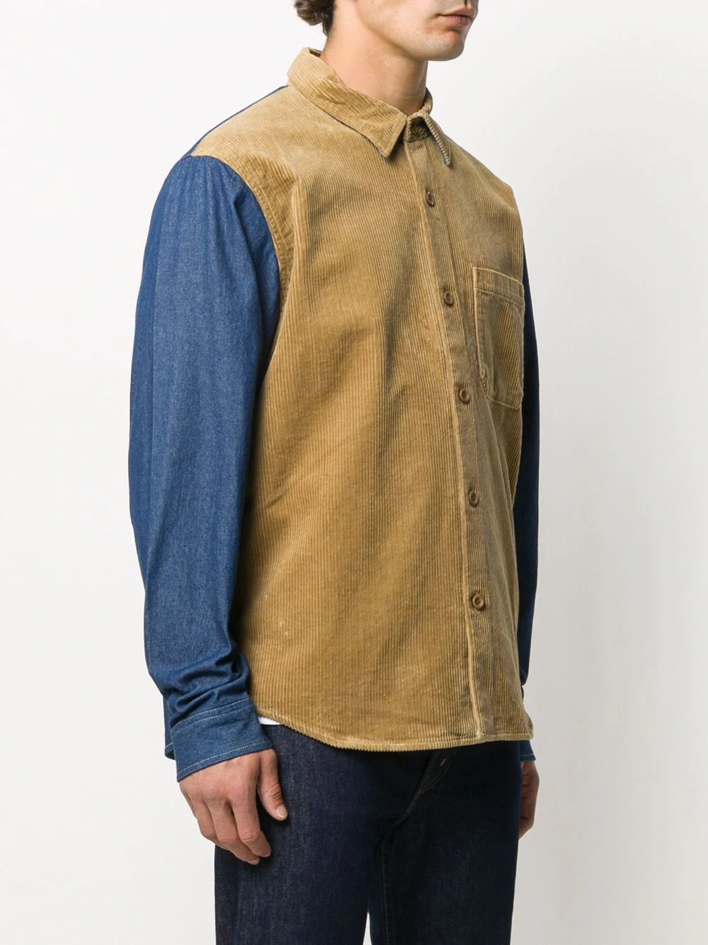 panelled corduroy shirt - 3