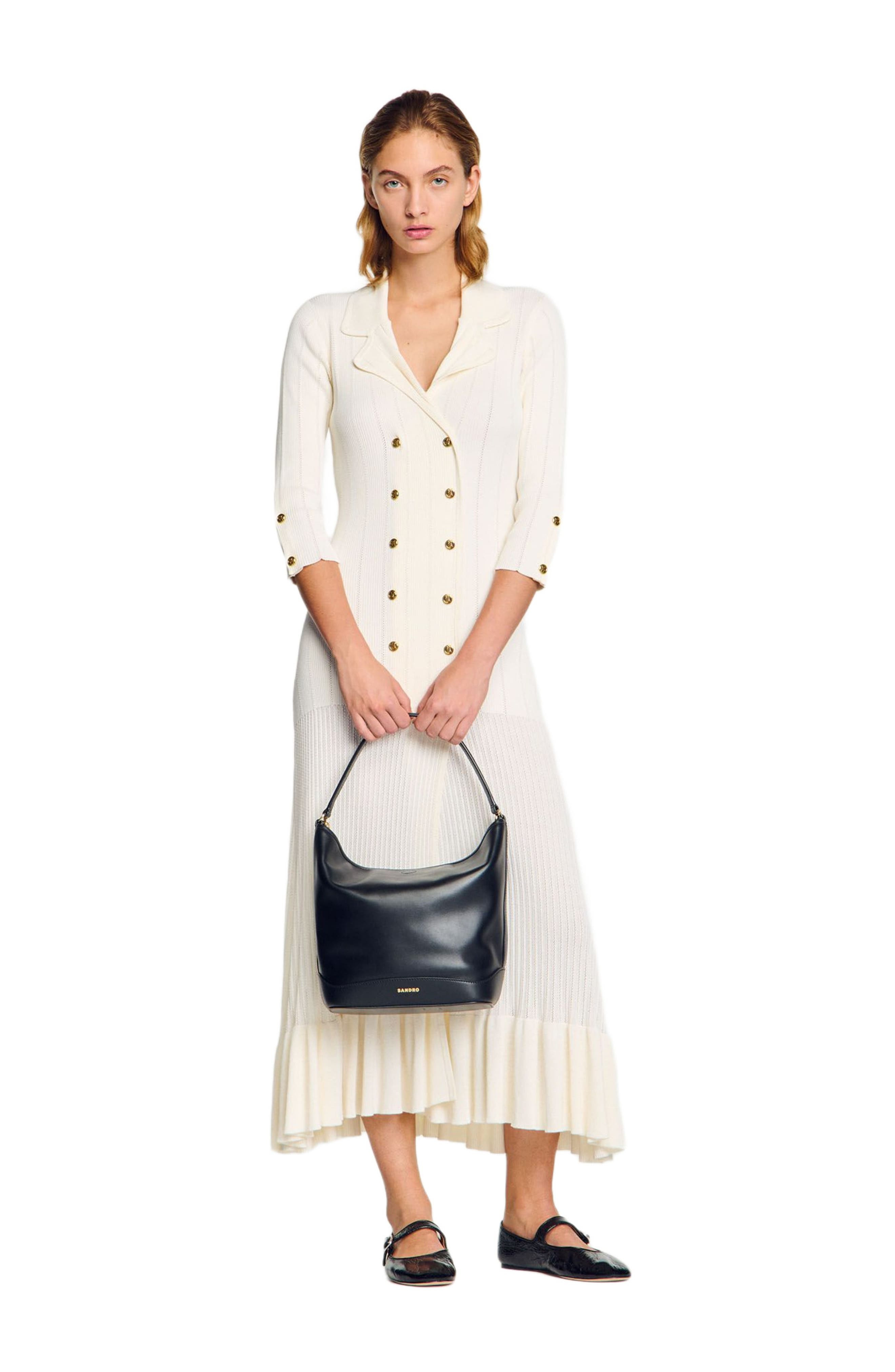 SANDRO Leather bucket bag TANGOSO in Black at Nordstrom - 5