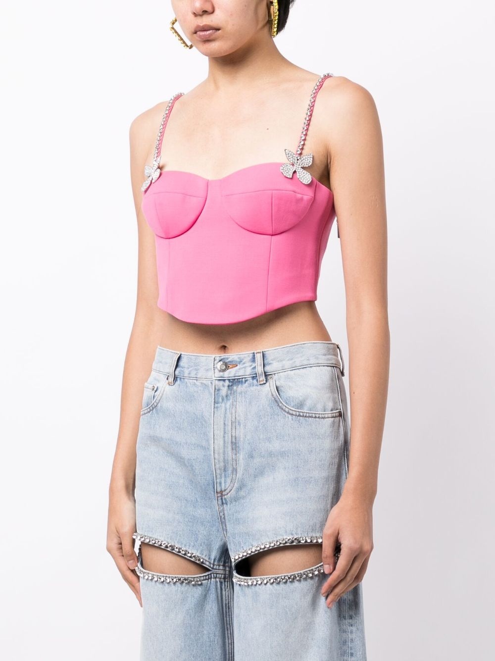 butterfly-appliqué wool bustier top - 3