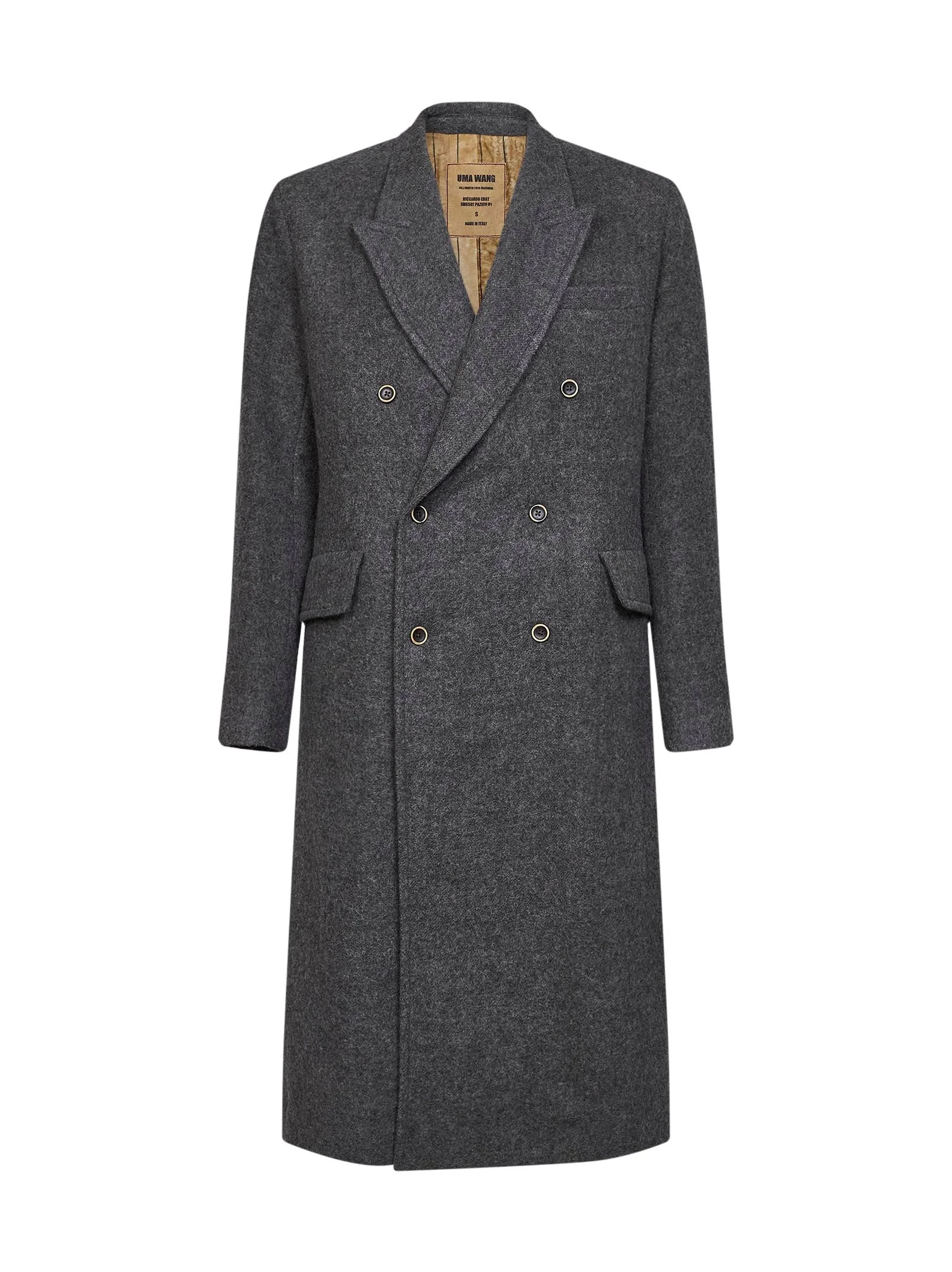 Grey virgin wool Riccardo double-breasted coat - 1