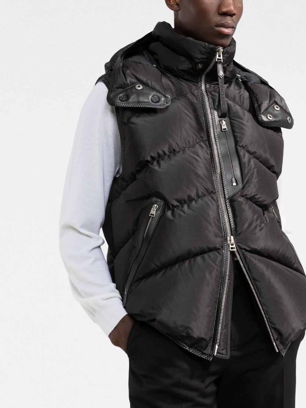 padded hooded down gilet - 3