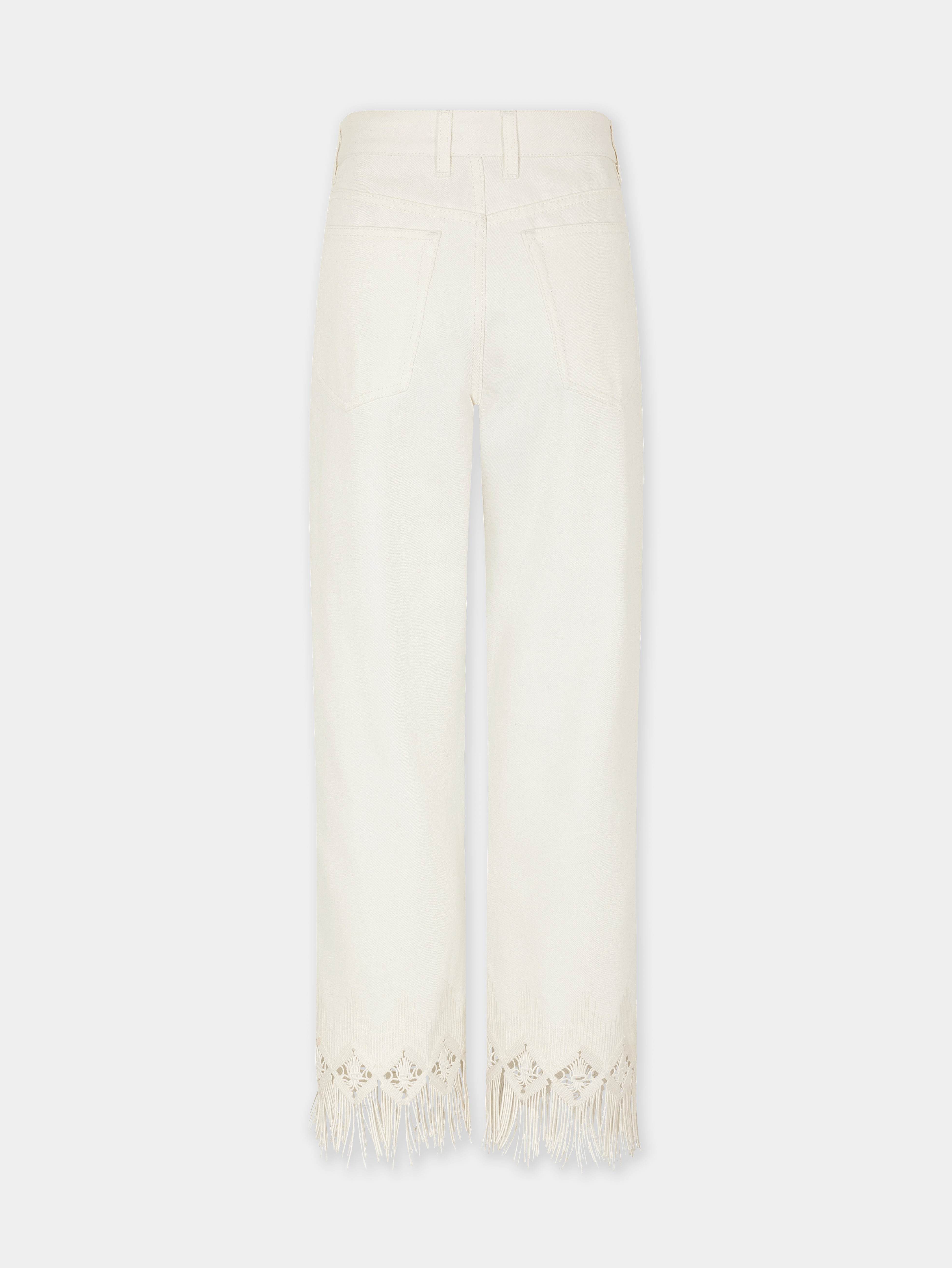 TROUSERS IN DENIM WITH EMBROIDERY DETAILS - 5