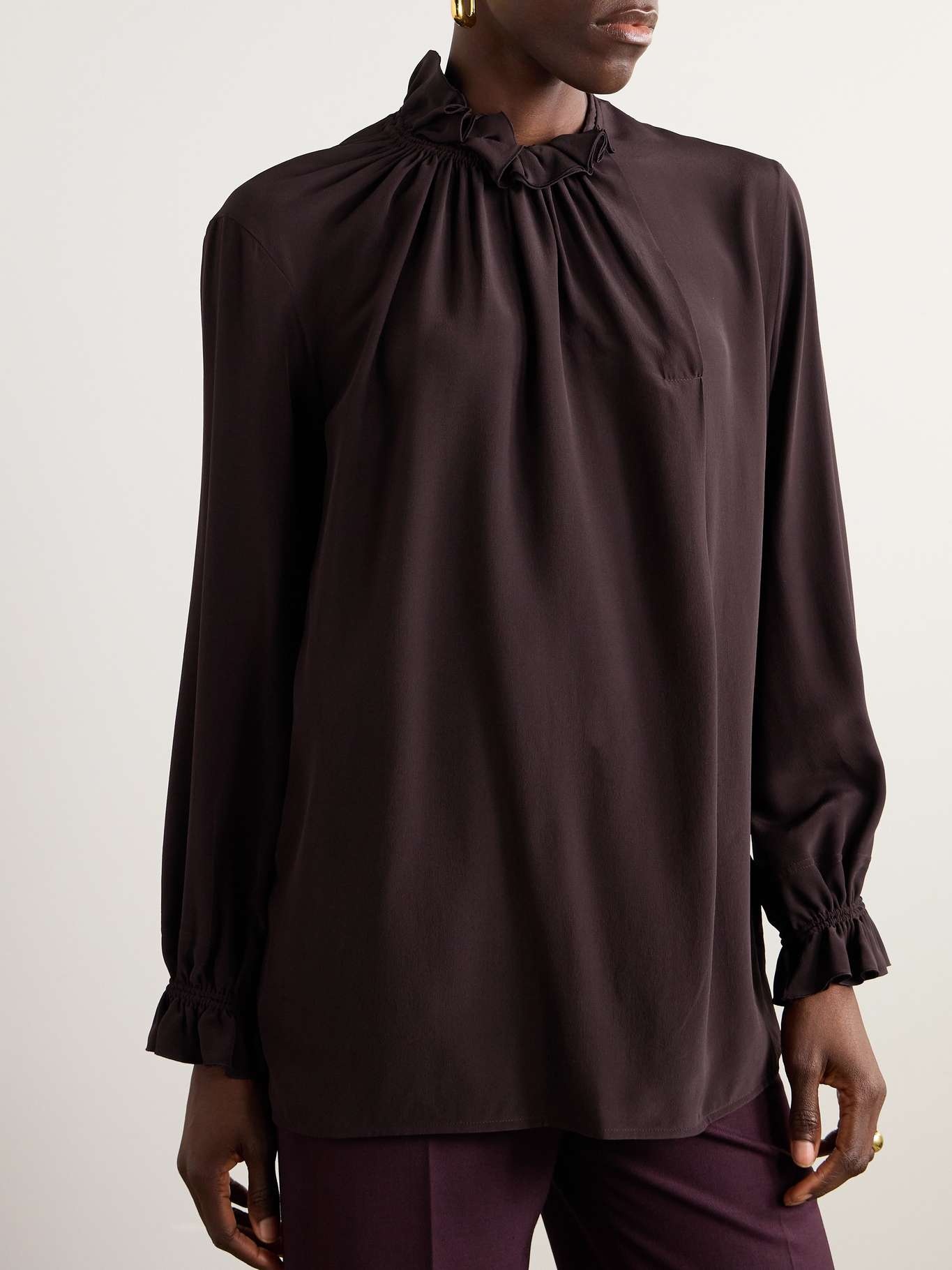 Ruffled silk-voile blouse - 3