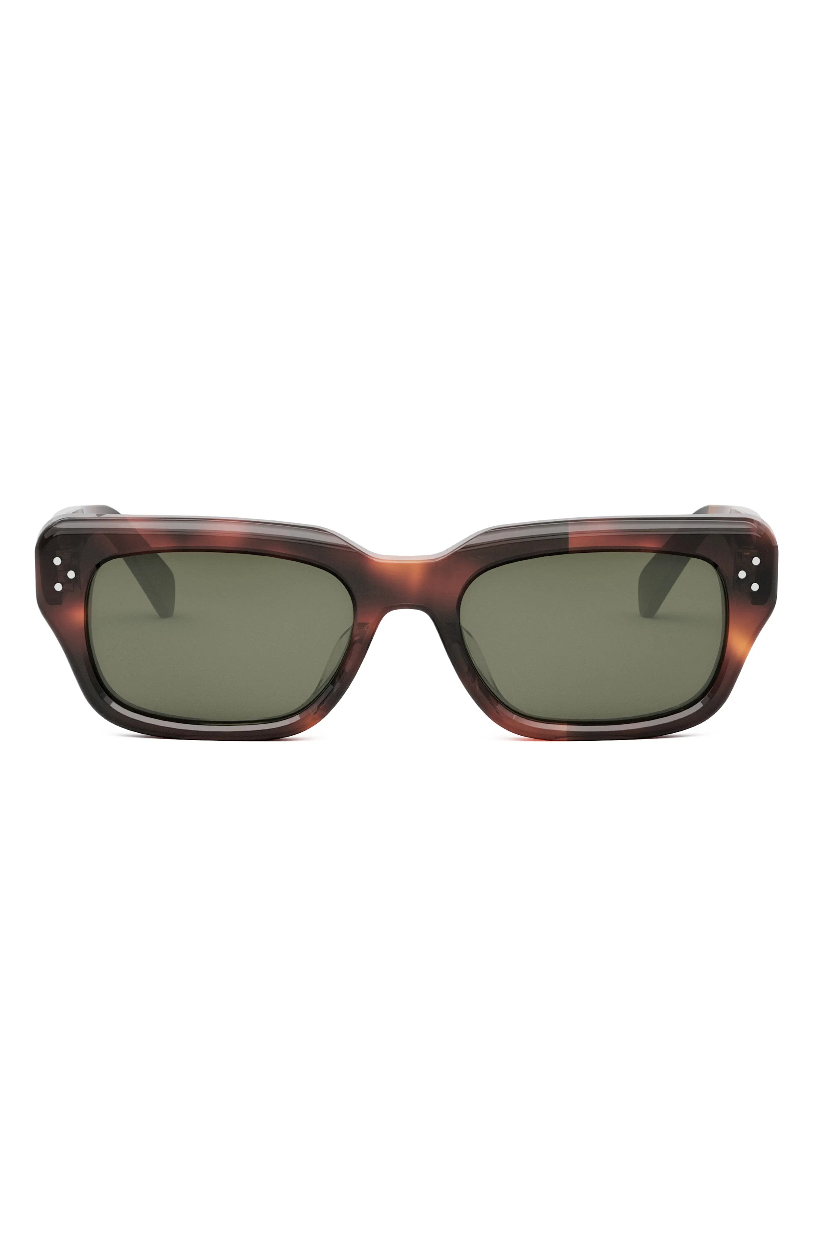 Bold 3 Dots 54mm Rectangular Sunglasses in Havana /Green - 1