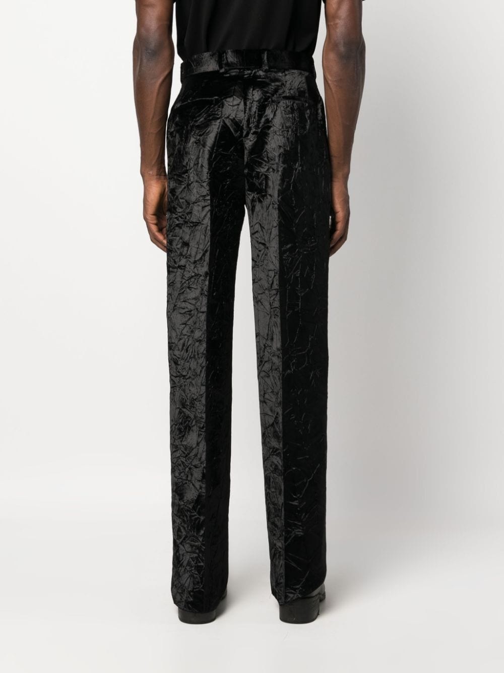 crushed velvet straight-leg trousers - 4