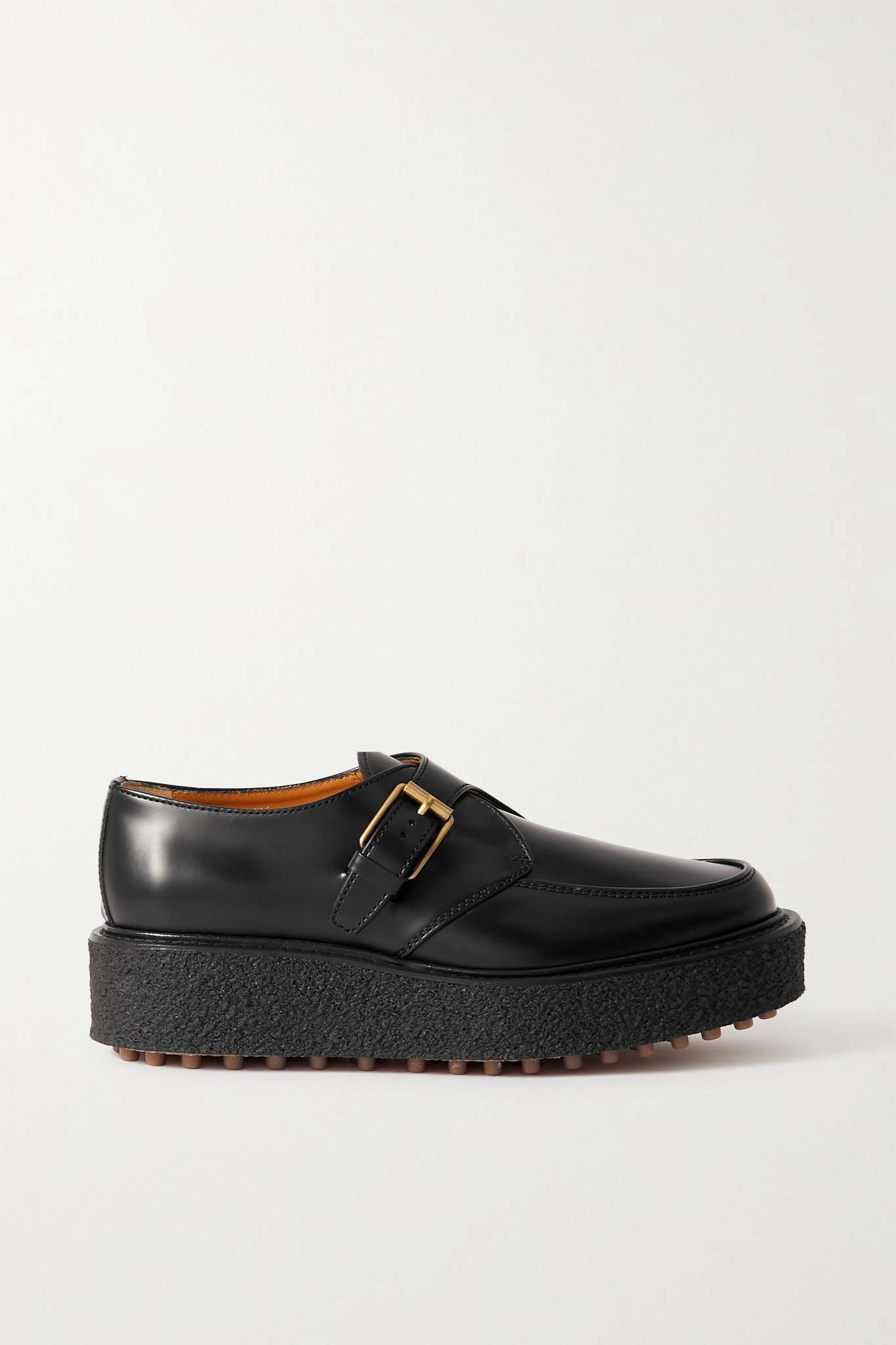 Buckled leather platform loafers - 1