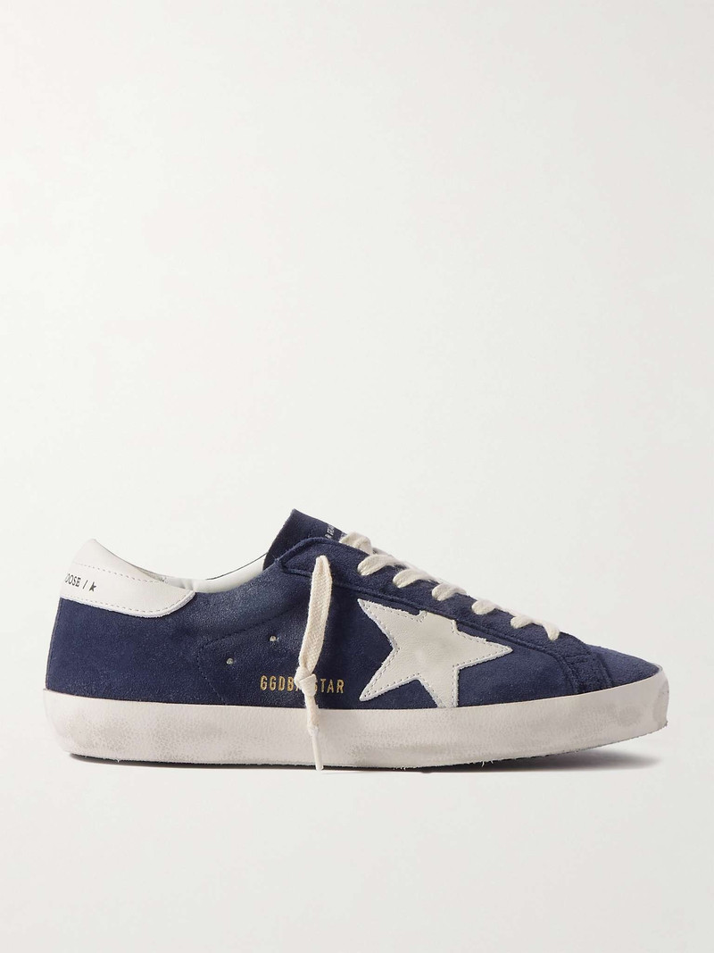 Super-Star Distressed Leather-Trimmed Suede Sneakers - 1