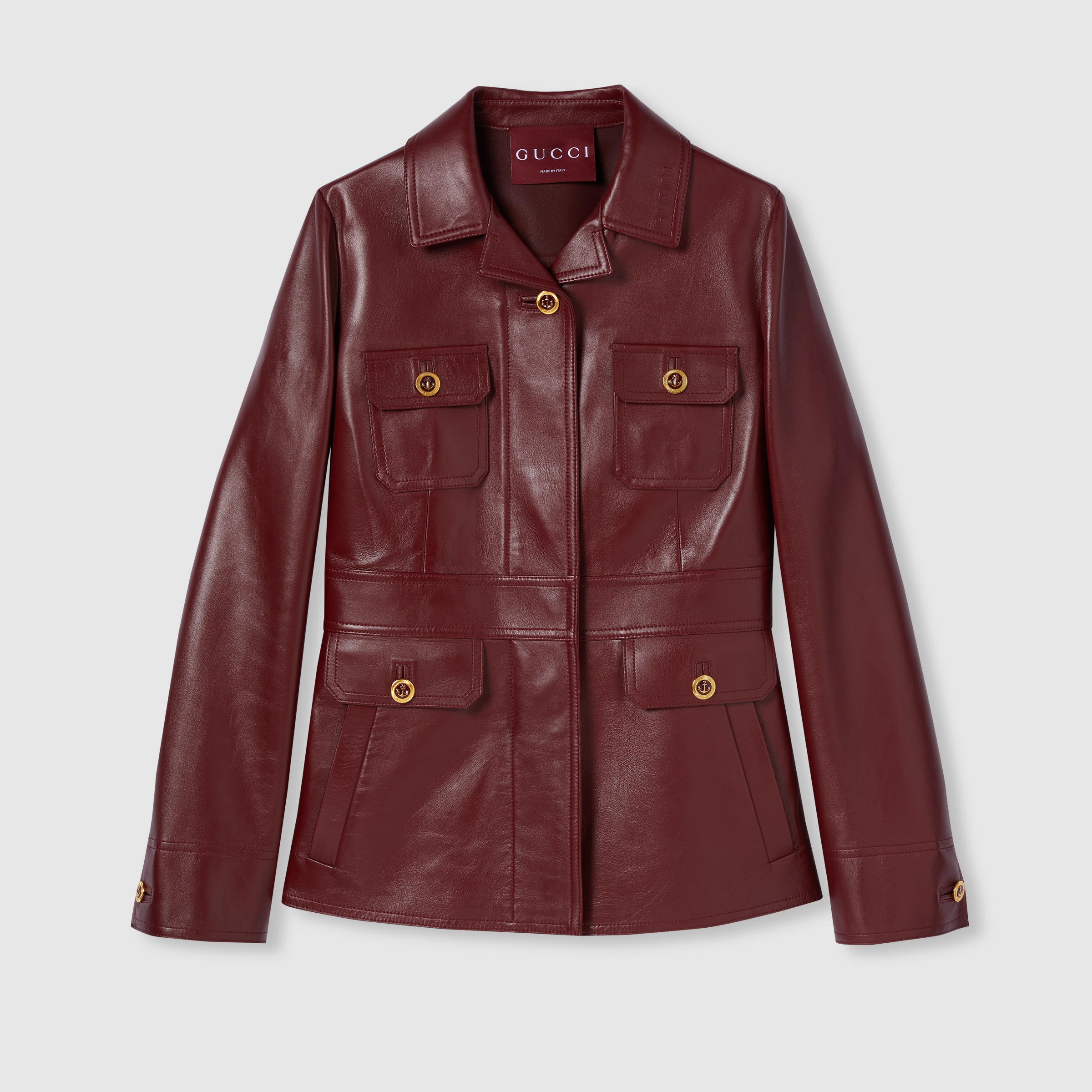 Leather jacket with embossed logo - 1