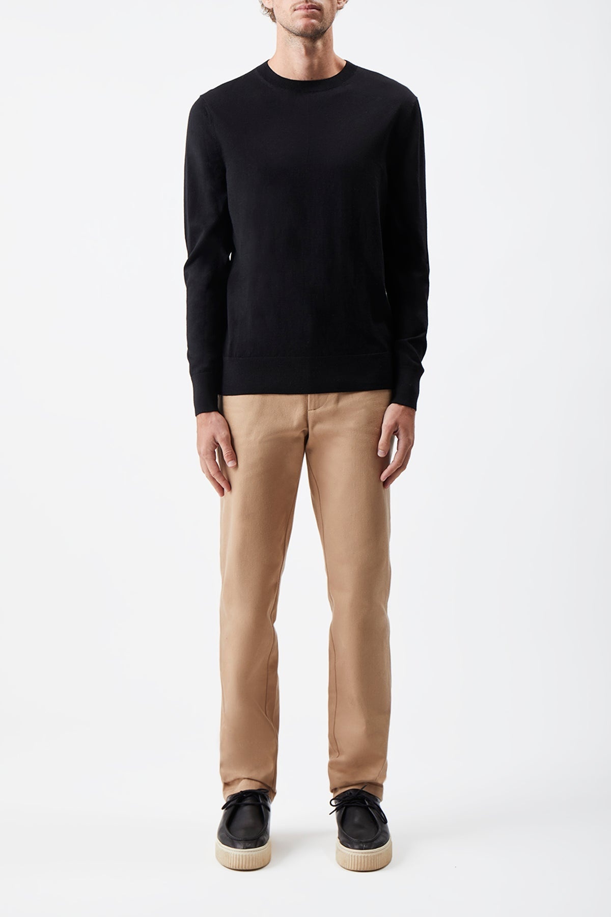 Palco Knit Crewneck in Black Merino Wool - 3