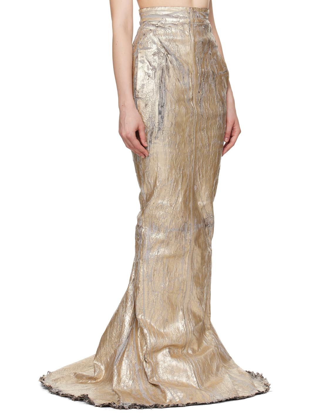 Gold Megacrust Stretch Denim Lido Maxi Skirt - 2