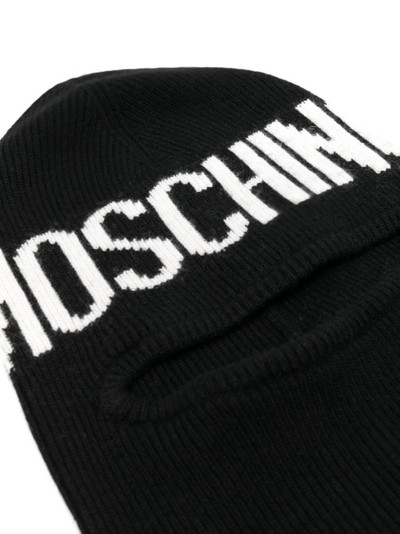 Moschino logo-intarsia ribbed-knit balaclava outlook