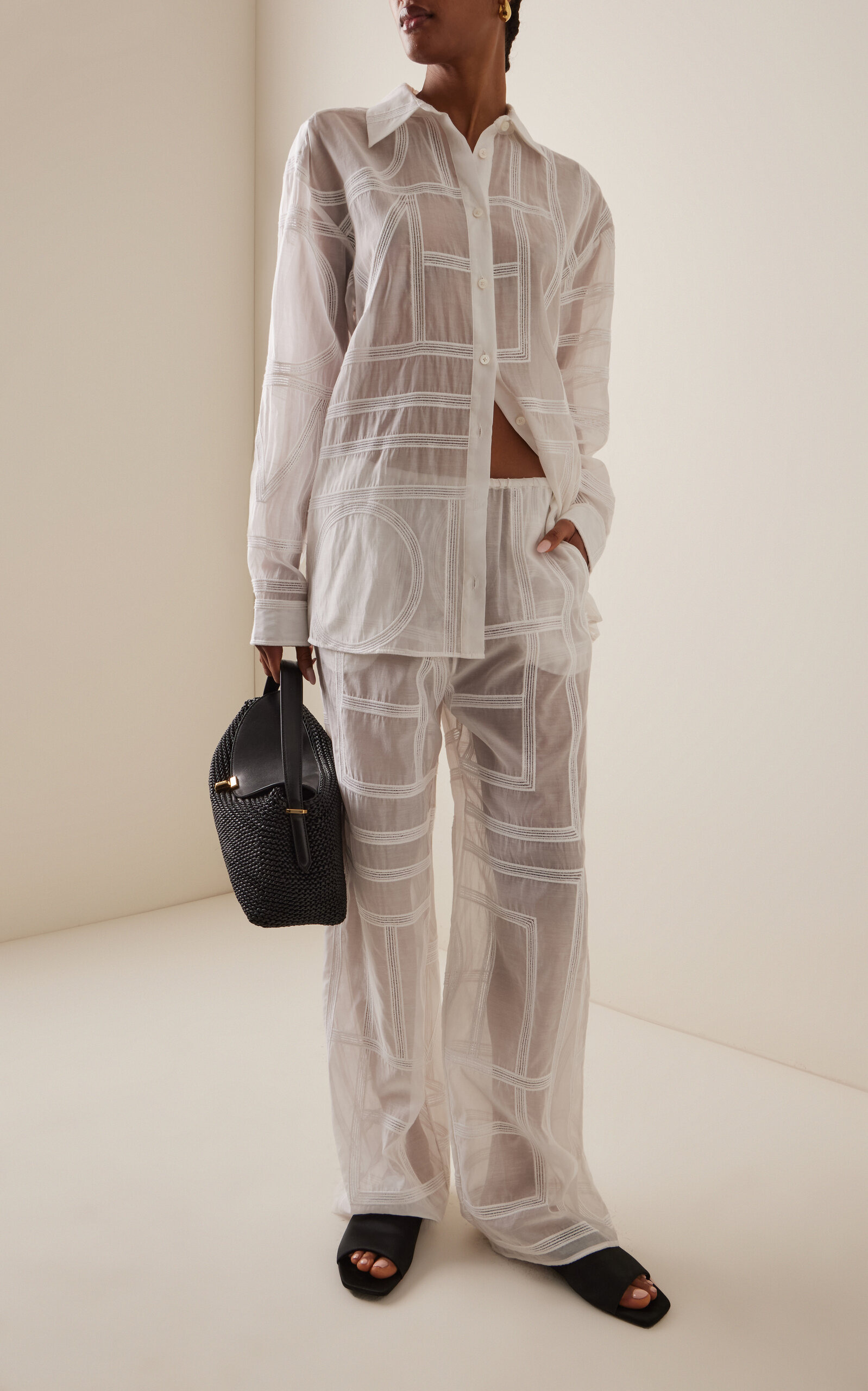 Embroidered Cotton-Silk Shirt white - 3