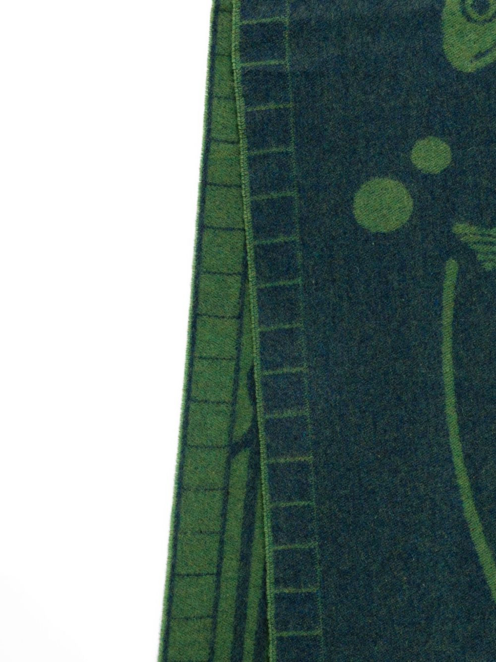 fish-print fringed scarf - 2