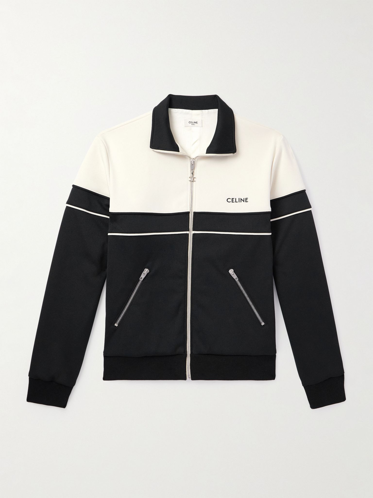 Logo-Embroidered Colour-Block Jersey Track Jacket Black - 1