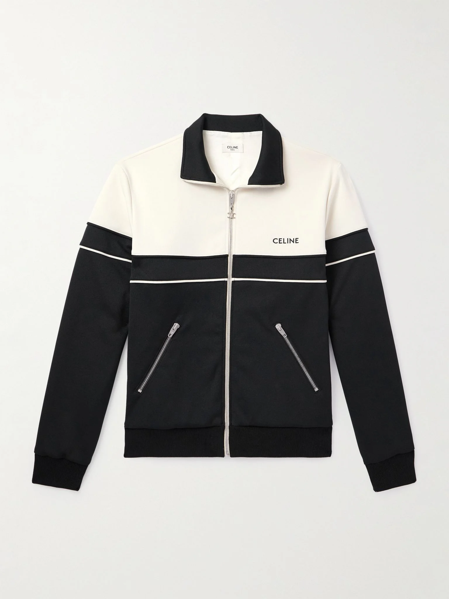 Logo-Embroidered Colour-Block Jersey Track Jacket Black - 1
