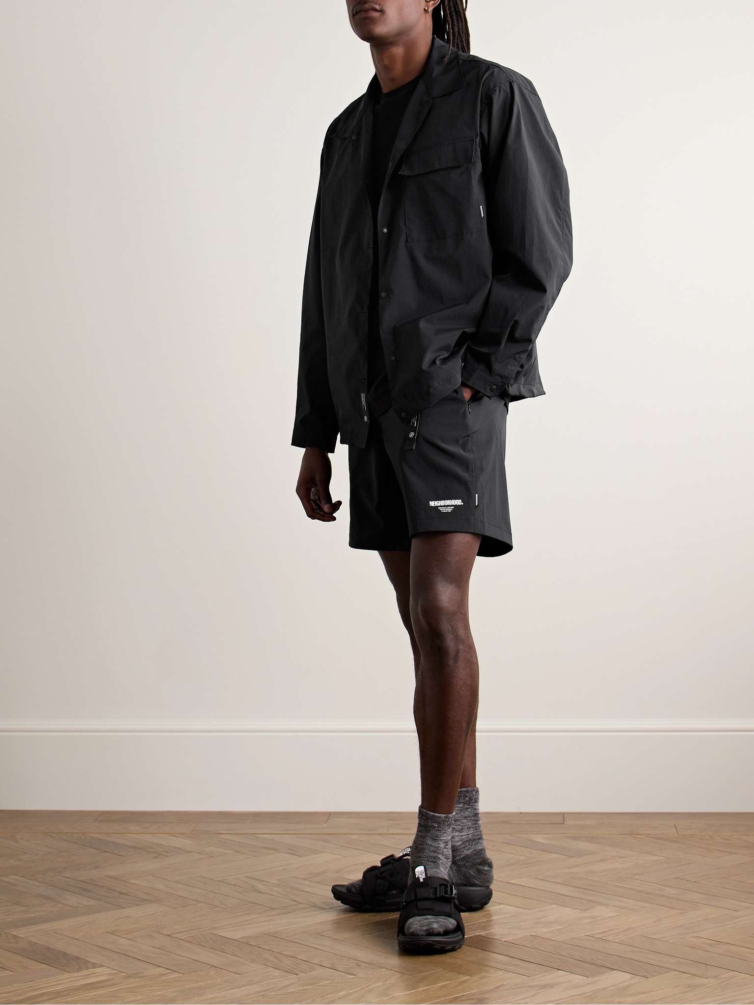 Straight-Leg Belted Logo-Print Shell Shorts - 2