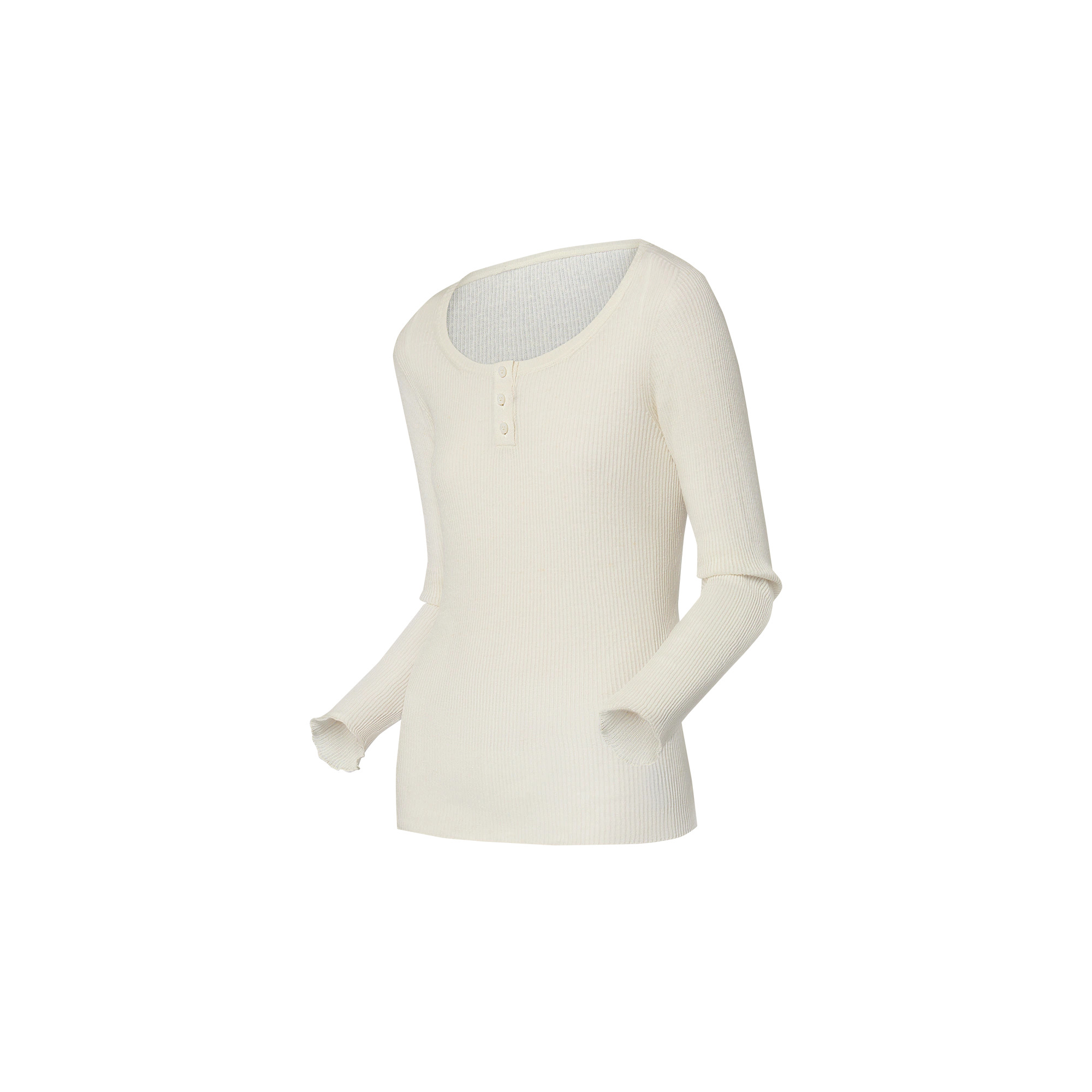 Ribbed Henley Top - 2