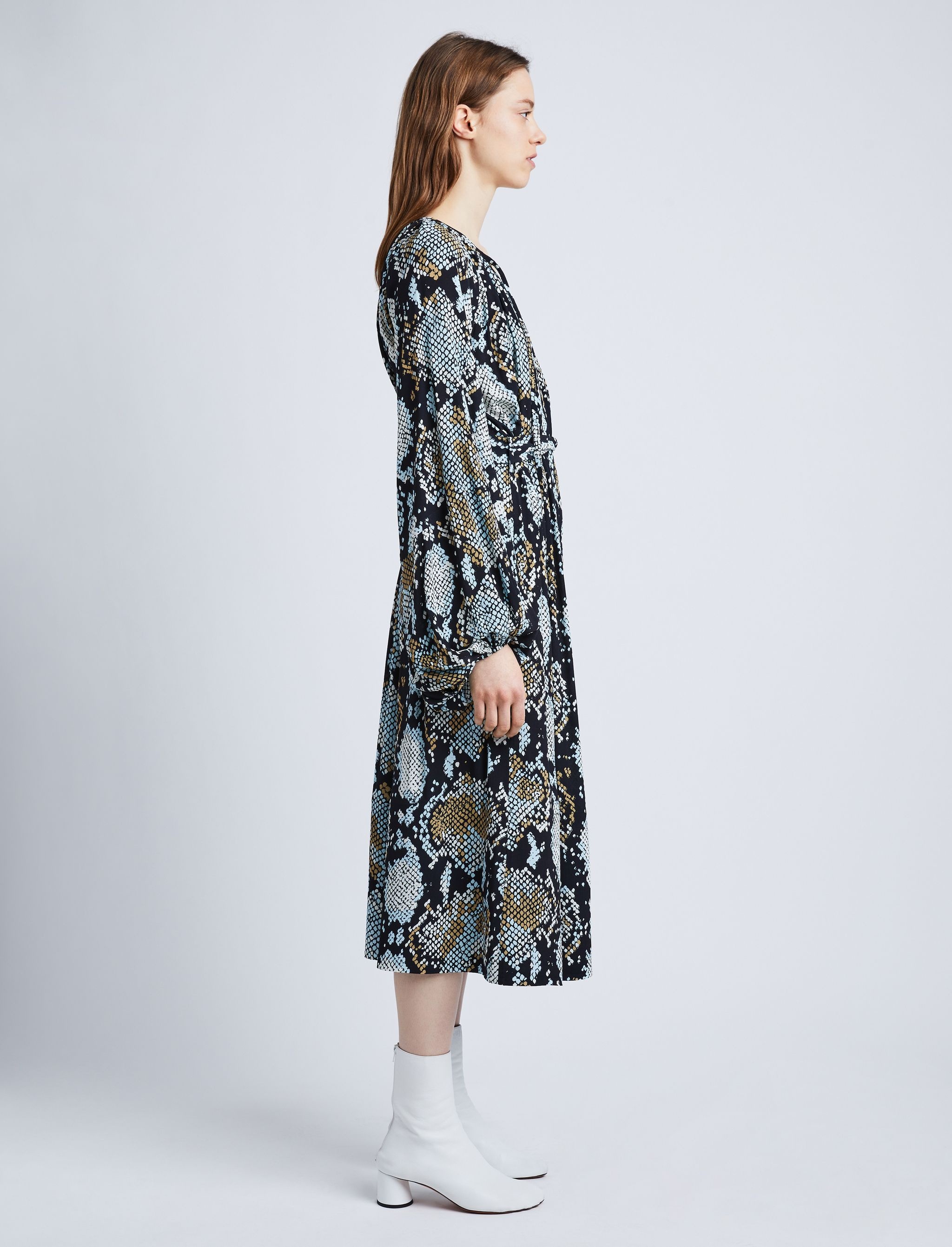 Printed Snake Crepe De Chine Shirt Dress - 3