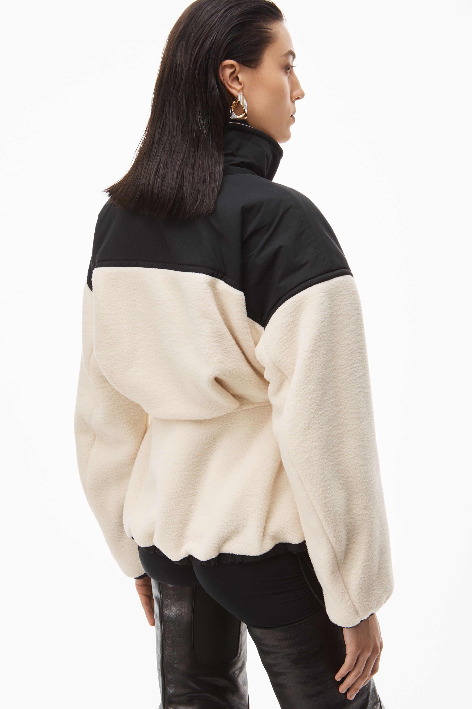 SCULPTED JACKET IN TEDDY FLEECE & NYLON - 6