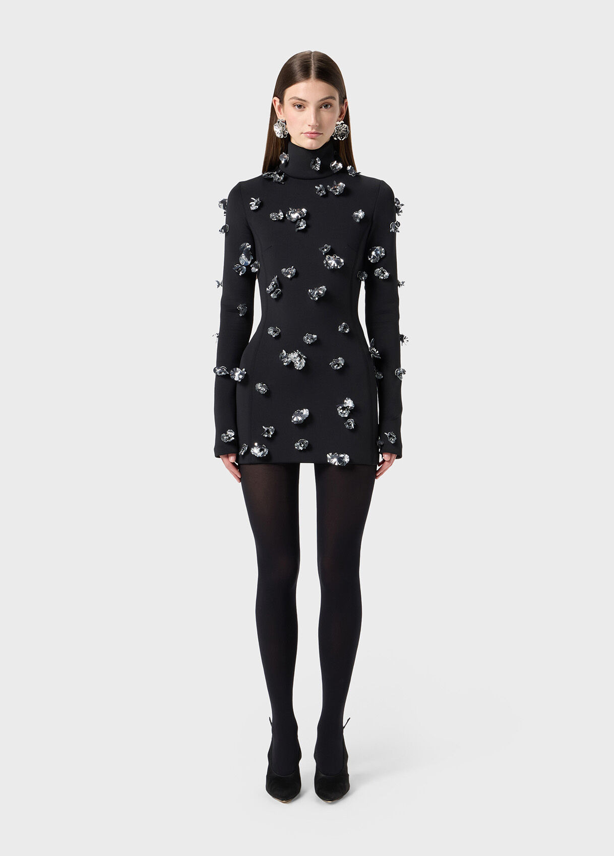 SHORT NEOPRENE DRESS WITH EMBROIDERY - 2
