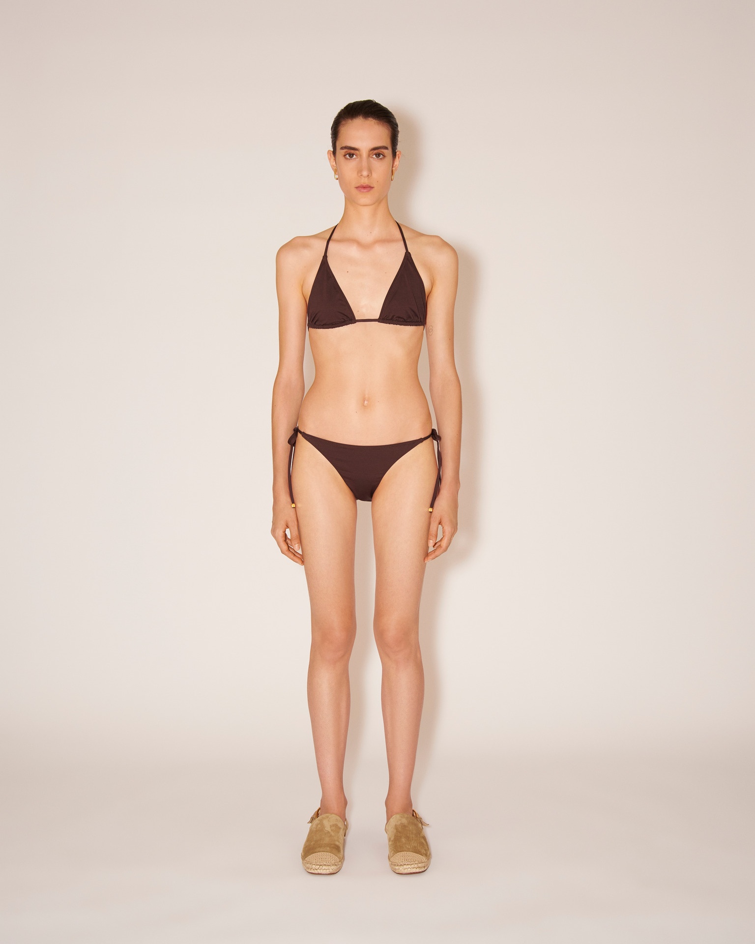 JULIE - Matte-stretch bikini briefs - Brown - 2
