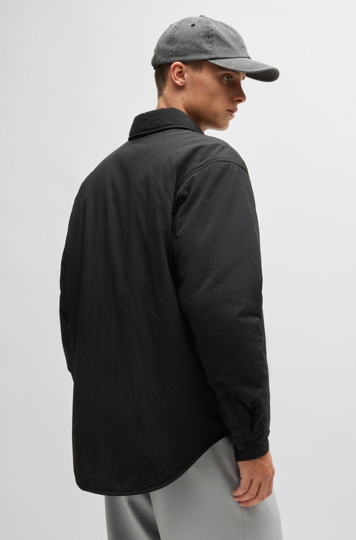 OVERSIZE-FIT PADDED OVERSHIRT WITH STACKED-LOGO BADGE - 5