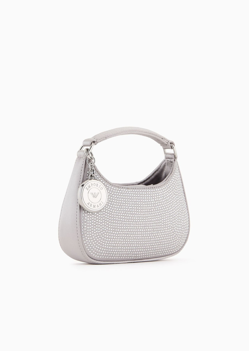EMPORIO ARMANI Satin hobo mini bag with rhinestones outlook