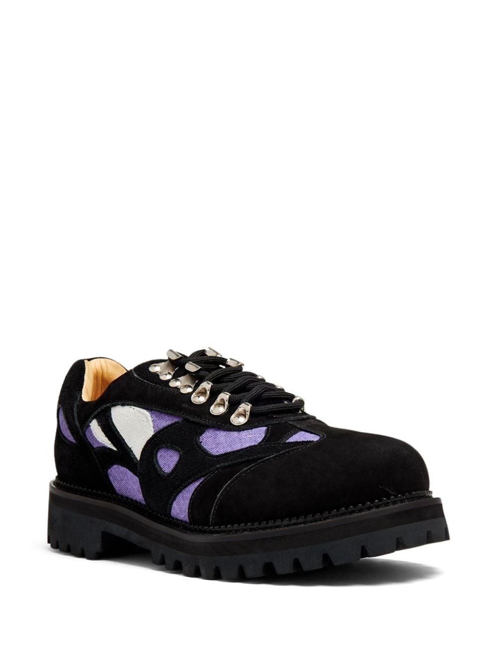 panelled suede lace-up shoes - 2