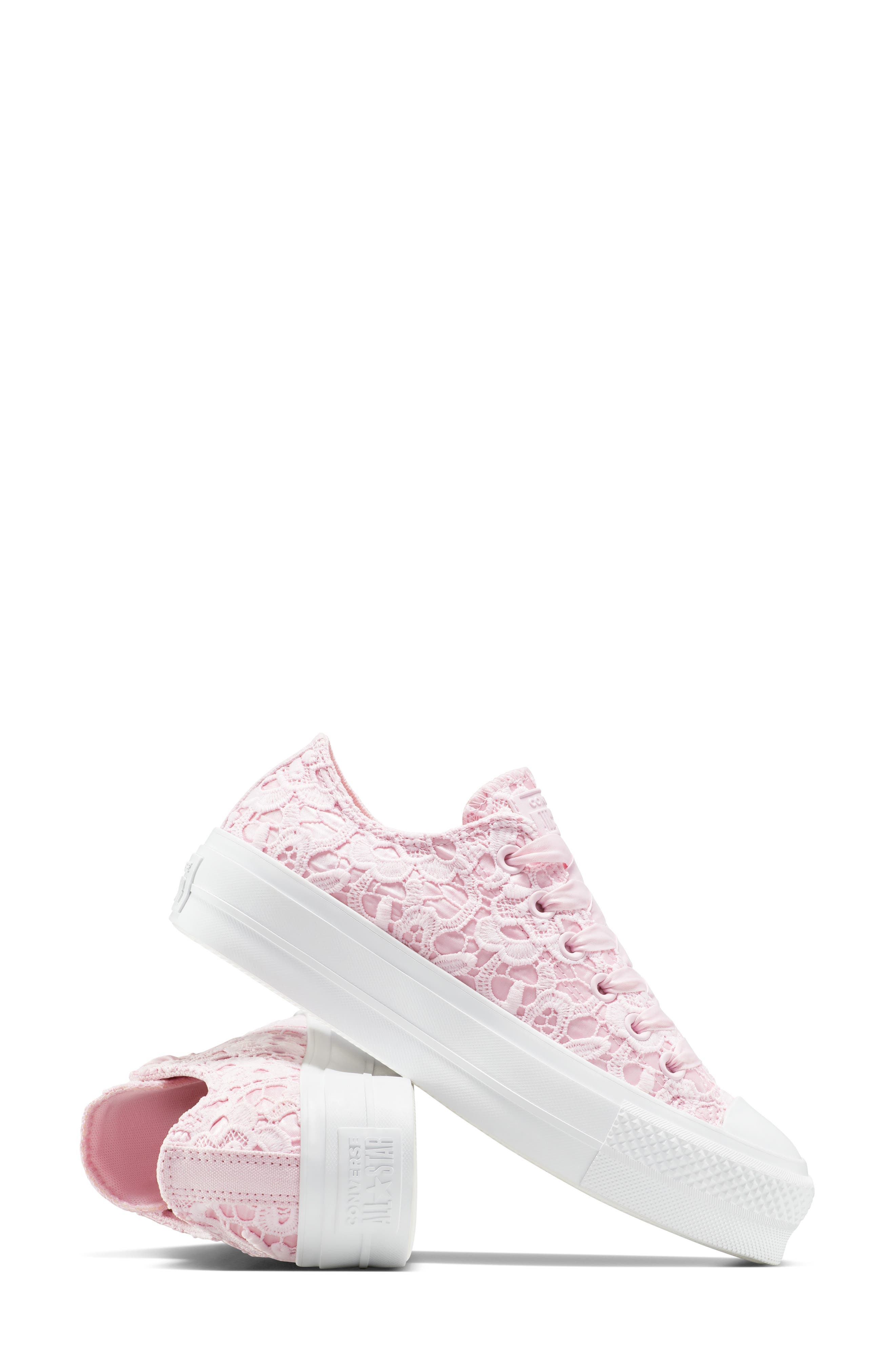 Converse Chuck Taylor® All Star® Woven Platform Sneaker in Summit Pink/white at Nordstrom - 7